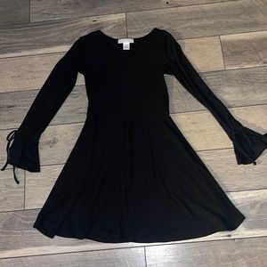 bell sleeve black dress